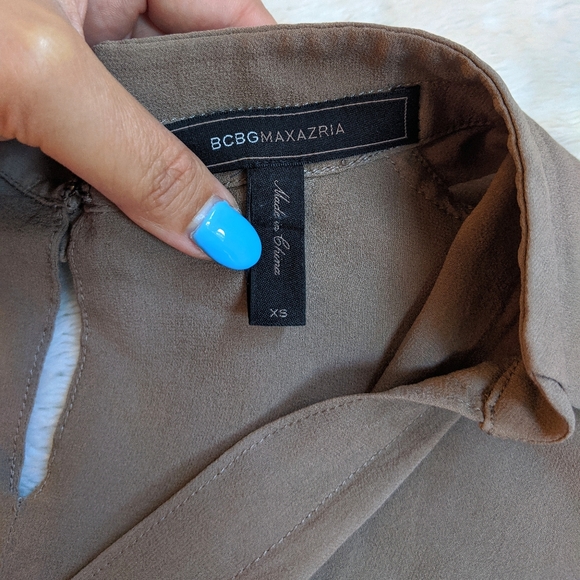 BCBGMAXAZRIA Brown Silk Sheer Chiffon Blouse - Picture 2 of 7